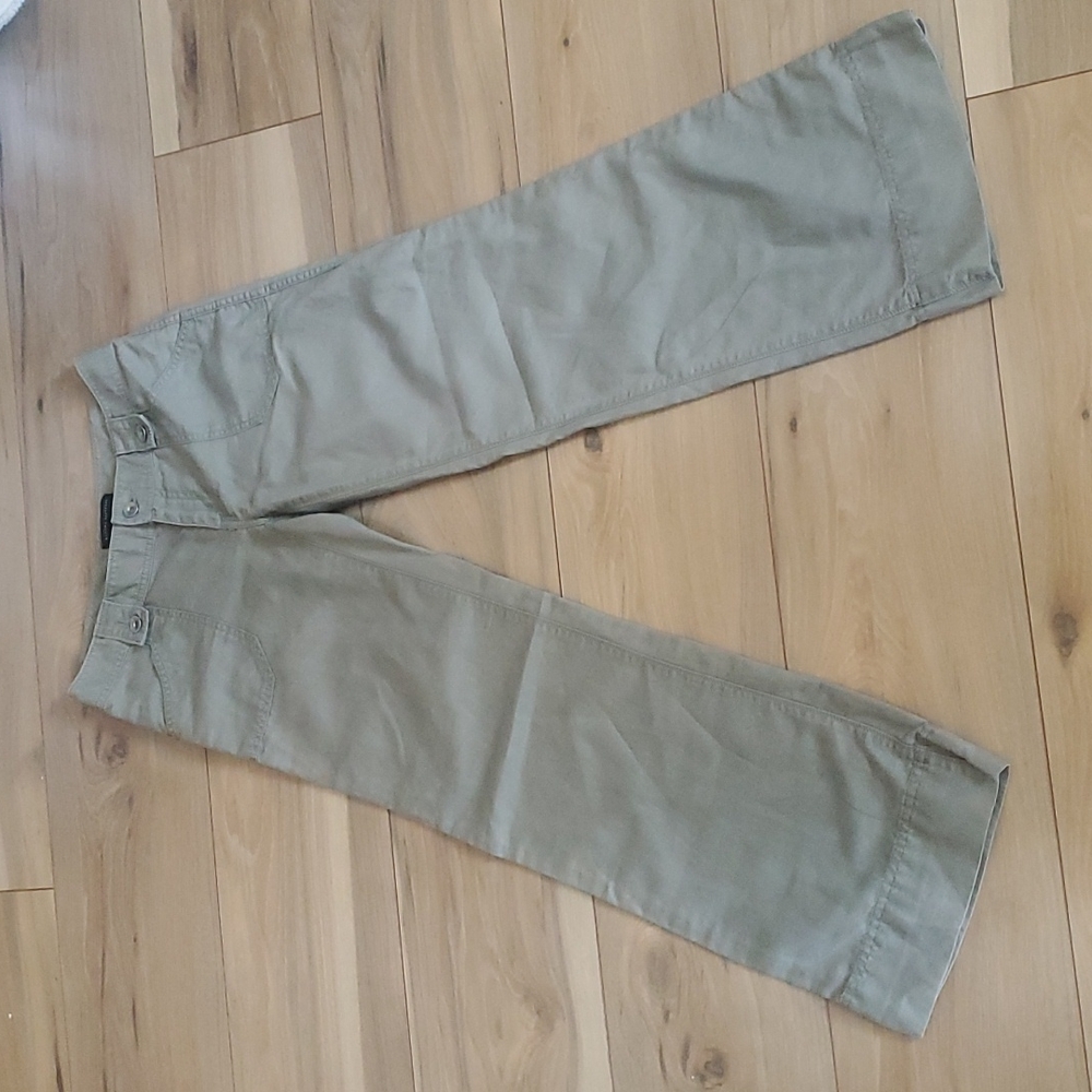 Banana Republic Wide leg Chino army green linen and cotton blend women's 0
